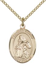 14KT GOLD FILLED ST ISAIAH PENDANT WITH CHAIN - 3/4" x 1/2"