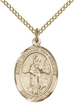 14KT GOLD FILLED ST ISIDORE THE FARMER PENDANT WITH CHAIN - 3/4" x 1/2"