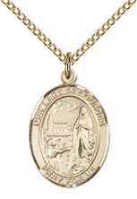 14KT GOLD FILLED OUR LADY OF LOURDES PENDANT WITH CHAIN - 3/4" x 1/2"