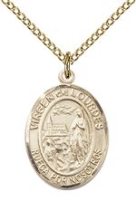 14KT GOLD FILLED VIRGEN DE LOURDES PENDANT WITH CHAIN