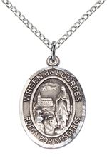 STERLING SILVER VIRGEN DE LOURDES PENDANT WITH CHAIN