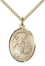 14KT GOLD FILLED ST FIACRE PENDANT WITH CHAIN - 3/4" x 1/2"