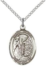 STERLING SILVER ST FIACRE PENDANT WITH CHAIN - 3/4" x 1/2"