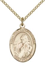 14KT GOLD FILLED ST FINNIAN OF CLONARD PENDANT WITH CHAIN - 3/4" x 1/2"