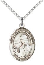 STERLING SILVER ST FINNIAN OF CLONARD PENDANT WITH CHAIN - 3/4" x 1/2"