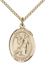 14KT GOLD FILLED ST ROCH PENDANT WITH CHAIN - 3/4" x 1/2"
