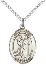 STERLING SILVER ST ROCH PENDANT WITH CHAIN - 3/4" x 1/2"