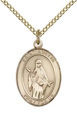14KT GOLD FILLED ST AMELIA PENDANT WITH CHAIN - 3/4" x 1/2"