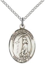 STERLING SILVER ST ZOE OF ROME PENDANT WITH CHAIN - 3/4" x 1/2"