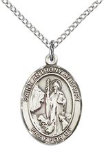 STERLING SILVER ST ANTHONY OF EGYPT PENDANT WITH CHAIN - 3/4" x 1/2"