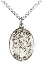 STERLING SILVER ST FELICITY PENDANT WITH CHAIN - 3/4" x 1/2"