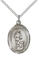 STERLING SILVER ST ANNE PENDANT WITH CHAIN - 3/4" x 1/2"