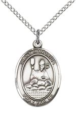 STERLING SILVER ST HONORIUS PENDANT WITH CHAIN - 3/4" x 1/2"