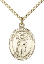 14KT GOLD FILLED ST IVO PENDANT WITH CHAIN - 3/4" x 1/2"