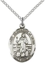 STERLING SILVER ST BERNADINE OF SIENNA PENDANT WITH CHAIN - 3/4" x 1/2"