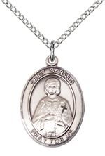 STERLING SILVER ST GERALD PENDANT WITH CHAIN - 3/4" x 1/2"