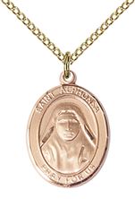 14KT GOLD FILLED ST ALPHONSA PENDANT WITH CHAIN - 3/4" x 1/2"