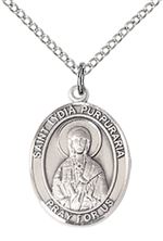 STERLING SILVER ST LYDIA PURPURARIA PENDANT WITH CHAIN - 3/4" x 1/2"