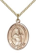 14KT GOLD FILLED ST DISMAS PENDANT WITH CHAIN - 3/4" x 1/2"