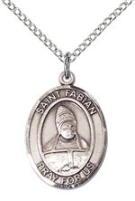 STERLING SILVER ST FABIAN PENDANT WITH CHAIN - 3/4" x 1/2"