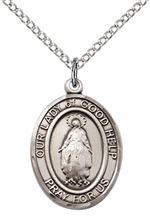 STERLING SILVER OUR LADY OF GOOD HELP PENDANT WITH CHAIN - 3/4" x 1/2"