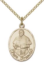 14KT GOLD FILLED POPE FRANCIS PENDANT WITH CHAIN - 3/4" x 1/2"