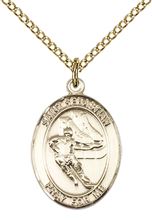 14KT GOLD FILLED ST SEBASTIAN HOCKEY MEDAL - 3/4" x 1/2"