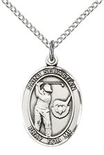STERLING SILVER ST SEBASTIAN GOLF MEDAL - 3/4" x 1/2"