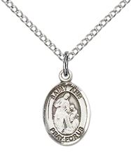 STERLING SILVER ST ANN PENDANT WITH CHAIN - 1/2" x 1/4"