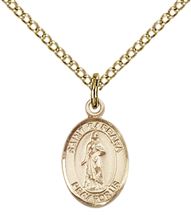 14KT GOLD FILLED ST BARBARA PENDANT WITH CHAIN - 1/2" x 1/4"