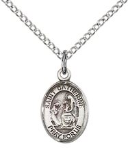 STERLING SILVER ST CATHERINE OF SIENA PENDANT WITH CHAIN - 1/2" x 1/4"
