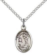 STERLING SILVER ST CECILIA PENDANT WITH CHAIN - 1/2" x 1/4"