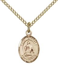 14KT GOLD FILLED ST CHARLES BORROMEO PENDANT WITH CHAIN - 1/2" x 1/4"