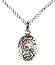 STERLING SILVER ST CHARLES BORROMEO PENDANT WITH CHAIN - 1/2" x 1/4"