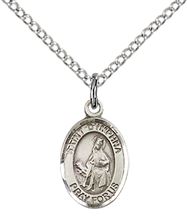 STERLING SILVER ST DYMPHNA PENDANT WITH CHAIN - 1/2" x 1/4"