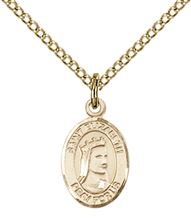 14KT GOLD FILLED ST ELIZABETH OF HUNGARY PENDANT WITH CHAIN - 1/2" x 1/4"