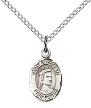 STERLING SILVER ST ELIZABETH OF HUNGARY PENDANT WITH CHAIN - 1/2" x 1/4"