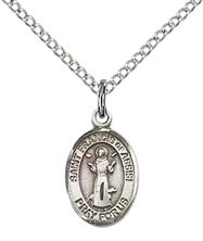 STERLING SILVER ST FRANCIS OF ASSISI PENDANT WITH CHAIN - 1/2" x 1/4"