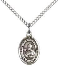 STERLING SILVER ST FRANCIS XAVIER PENDANT WITH CHAIN - 1/2" x 1/4"