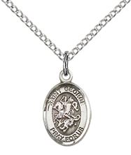 STERLING SILVER ST GEORGE PENDANT WITH CHAIN - 1/2" x 1/4"