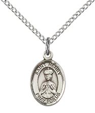 STERLING SILVER ST HENRY II PENDANT WITH CHAIN - 1/2" x 1/4"