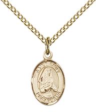 14KT GOLD FILLED ST EMILY DE VIALAR PENDANT WITH CHAIN - 1/2" x 1/4"
