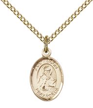 14KT GOLD FILLED ST ISIDORE OF SEVILLE PENDANT WITH CHAIN - 1/2" x 1/4"