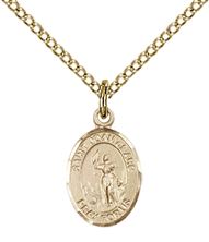14KT GOLD FILLED ST JOAN OF ARC PENDANT WITH CHAIN - 1/2" x 1/4"