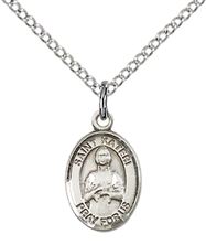 STERLING SILVER ST KATERI PENDANT WITH CHAIN - 1/2" x 1/4"