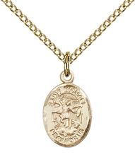 14KT GOLD FILLED ST MICHAEL THE ARCHANGEL PENDANT WITH CHAIN - 1/2" x 1/4"