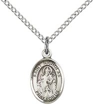 STERLING SILVER ST NICHOLAS PENDANT WITH CHAIN - 1/2" x 1/4"