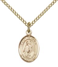 14KT GOLD FILLED ST PATRICK PENDANT WITH CHAIN - 1/2" x 1/4"