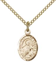 14KT GOLD FILLED ST MARTIN DE PORRES PENDANT WITH CHAIN - 1/2" x 1/4"