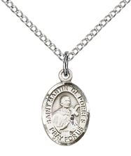 STERLING SILVER ST MARTIN DE PORRES PENDANT WITH CHAIN - 1/2" x 1/4"